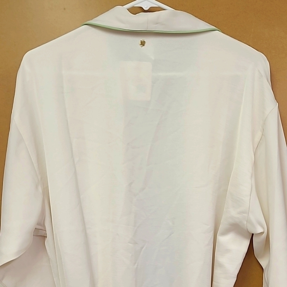Fabletics Size XXS Egret/Wasabi Ecosatin Robe - Picture 3 of 10